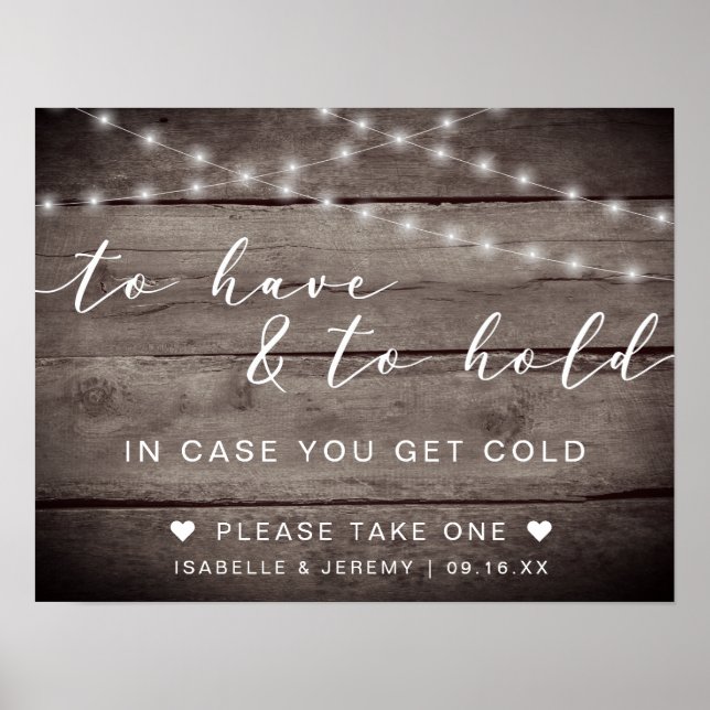 Poster Rustic To Have and To hold Weding Sign (Frente)