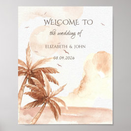 Poster Rustic Tropical Palms Wedding