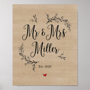 Poster Rustic Vines Sr. e Sra. Miller assinam
