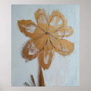 Poster Rustic Watercolor Dourada Daisy