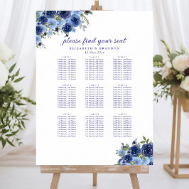Poster Rustic Wedding with Blue Navy Flowers