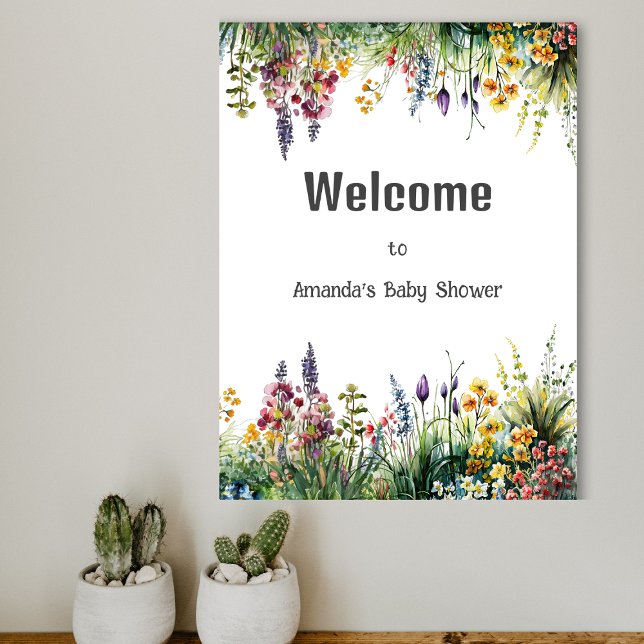 Poster Rustic Wildflower Boho Chic Floral Chá de fraldas (Criador carregado)
