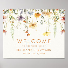Poster Rustic Wildflower Wedding Bem-vindo