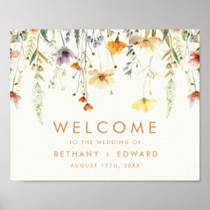 Poster Rustic Wildflower Wedding Bem-vindo