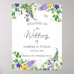 Poster Rustic Wildflower Wedding Bem-vindo