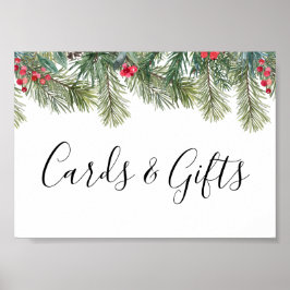 Poster Rustic Winter Berry Pine Greenery Wedding