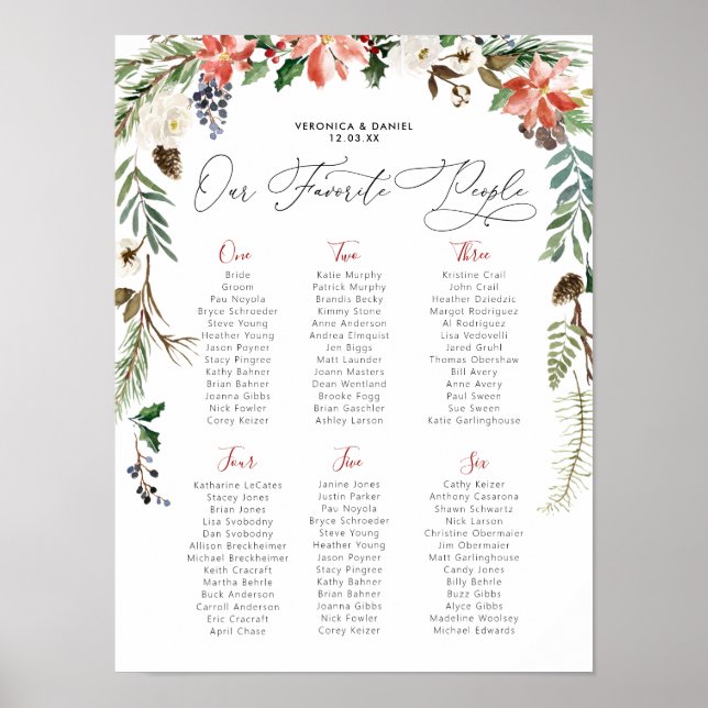 Poster Rustic Winter Floral | Mesa de casamento (Frente)