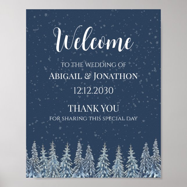 Poster Rustic Winter Forest Wedding Welcome (Frente)