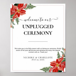 Poster Rustic Winter Poinsettia Red Christmas Wedding