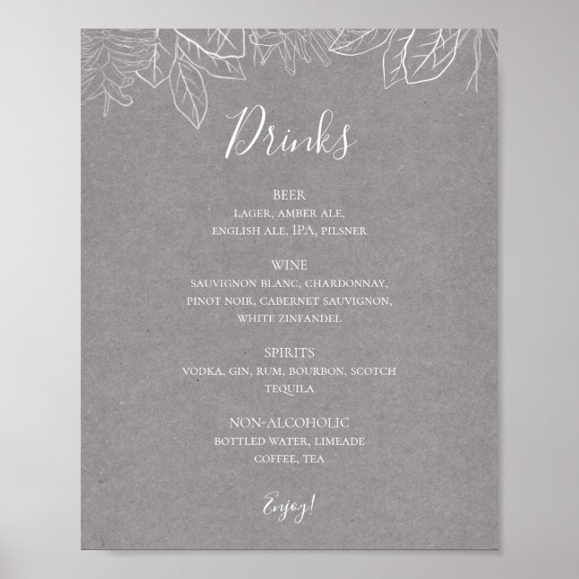 Poster Rustic Winter | Sinal de menu Bebidas de Casas de  (Frente)