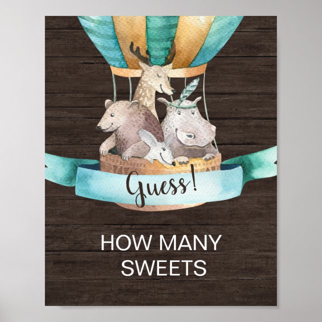Poster Rustic Wooden | Animais Quantos Jogo De Doces (Frente)