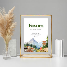 Poster Rustic Woodland Animal Chá de fraldas Favorece Sin