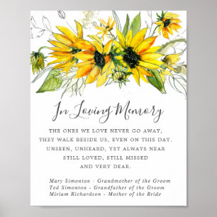 Poster Rustic Yellow Sunflower Wedding Memorial Sign