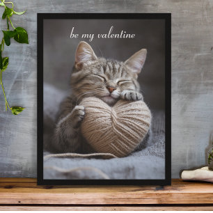 Poster Rustico Hygge Dia dos Namorados Gato Malhado Abraç