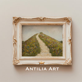 Poster Rústico Prado de Flor de Pintura de Wildflower