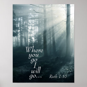 Póster Ruth 1:16 Escritura, onde você vai eu vou