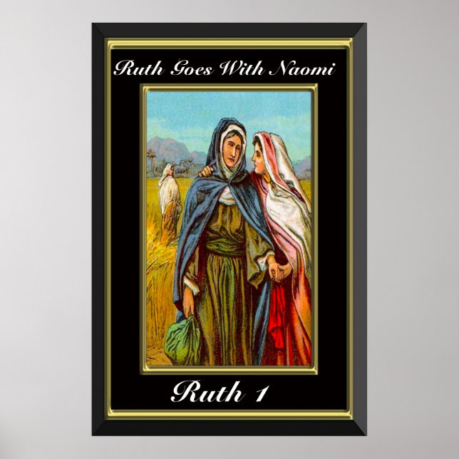 Póster Ruth 1 Gosta de Naomi preto e ouro (Frente)