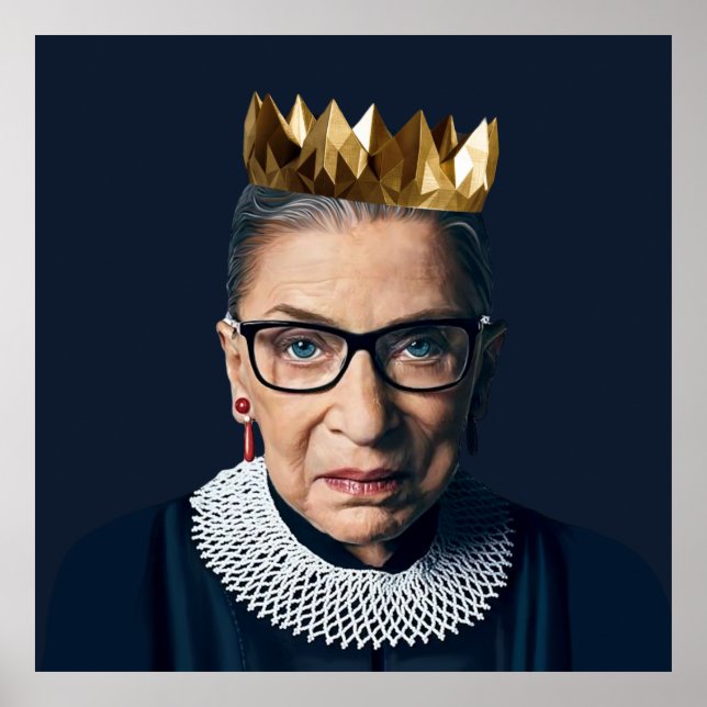 Poster Ruth Bader Ginsburg com Dourada Coroa (Frente)