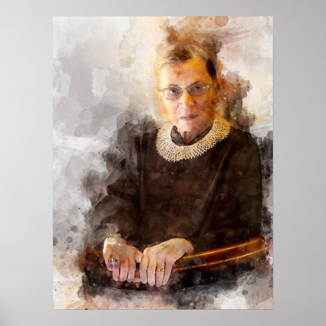 Poster Ruth Bader Ginsburg com o Juiz Robe Portrait (Frente)