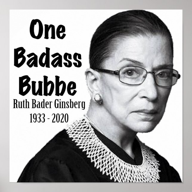 Poster Ruth Bader Ginsburg RBG Morte Memorial Honra Bubbe (Frente)