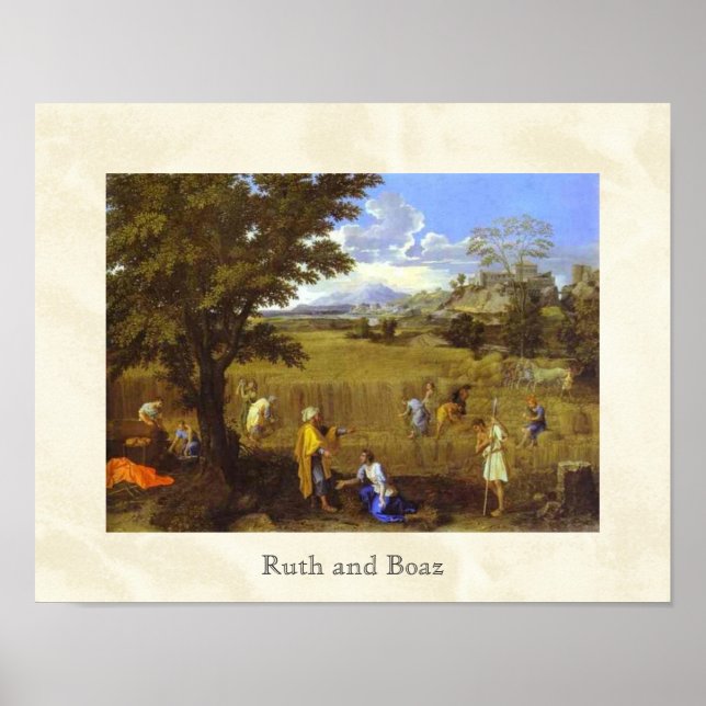 Póster Ruth e Boaz de Nicolas Poussin cerca de 1660 (Frente)