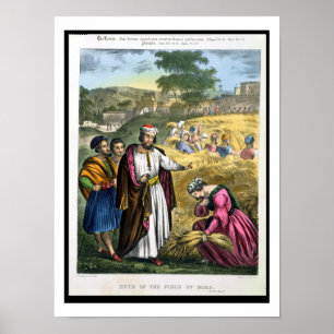 Póster Ruth no campo de Boaz, de uma bíblia impressa