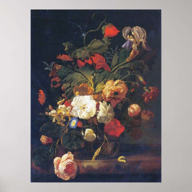 Poster Ruysch - Flores Em Um Vaso De Vidro (Frente)