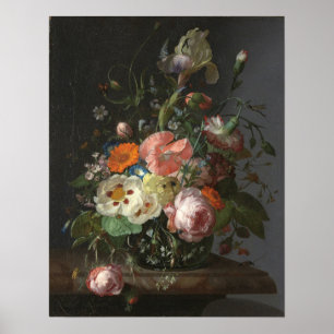 Poster Ruysch - Vida Estática Com Flores Em Uma Mesa Mar
