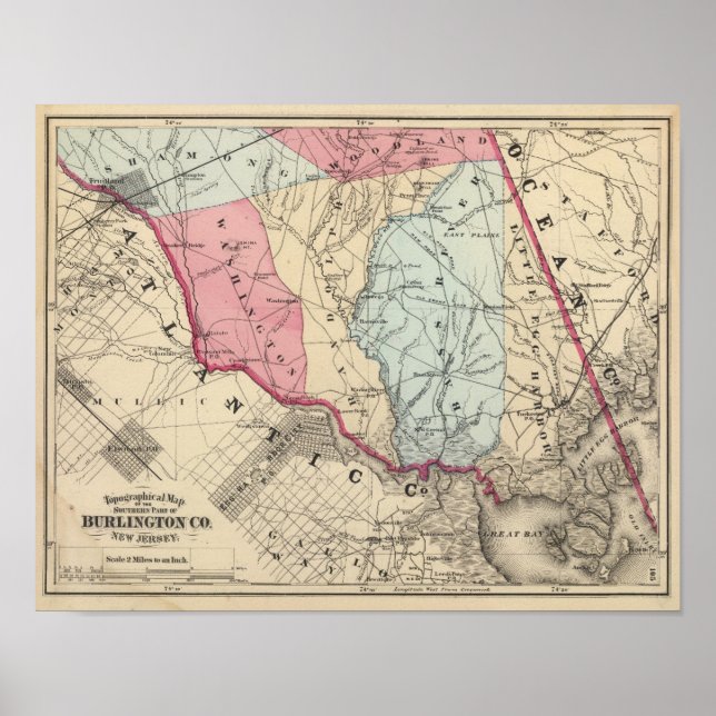 Póster S Burlington County, NJ (Frente)