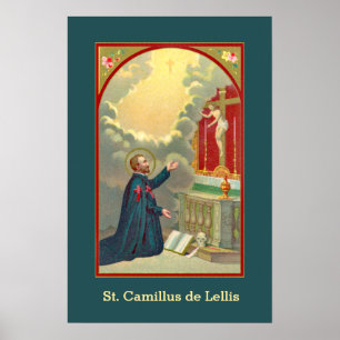 Poster S. Camilo Rezando Diante de um Crucifixo (M 020)