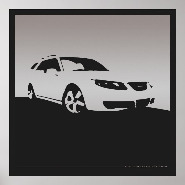 Póster Saab 9-5 Aero front - Cinzas sobre fundo de carvão (Frente)
