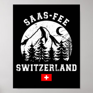 Poster Saas-fee Suíça Estação de Esqui Alpes Esqui Alpino