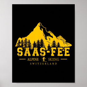 Poster Saas-fee Suíça Estação de Esqui Esqui Alpino Suíço