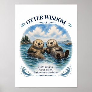 Poster Sabedoria de Lontra Aquarela Inspiradora 
