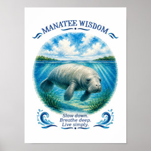 Poster Sabedoria do Peixe-Boi Sob o Mar Tropical