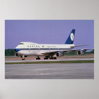 Póster Sabena 747 na pista, Aeroporto Mirabel, Montreal, 