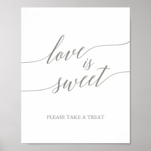 Poster Sábio Elegante Caligrafia Verde Amor é Sinal Doce