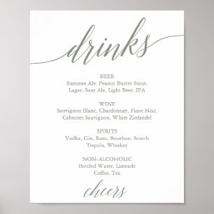 Poster Sábio Elegante - Sinal de Menu Bebida Caligrafia V