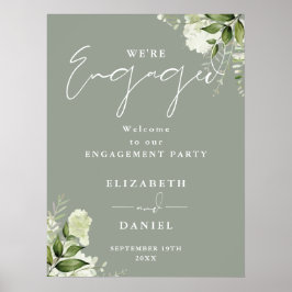 Poster Sábio Floral - Festa de noivado Verde - Sinal de B