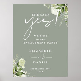 Poster Sábio Floral - Festa de noivado Verde - Sinal de B