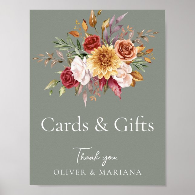 Poster Sábio Floral Sábio Verde Cartões & Presentes Sinal (Frente)