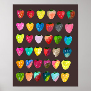 Poster Sabor doce de morango, cor-de-água branca