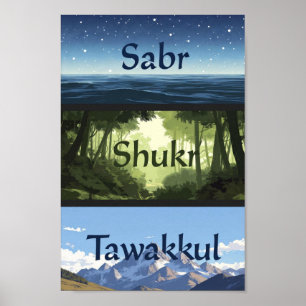 Poster Sabr, Shukr, Tawakkul   Presente para Lar Muçulman