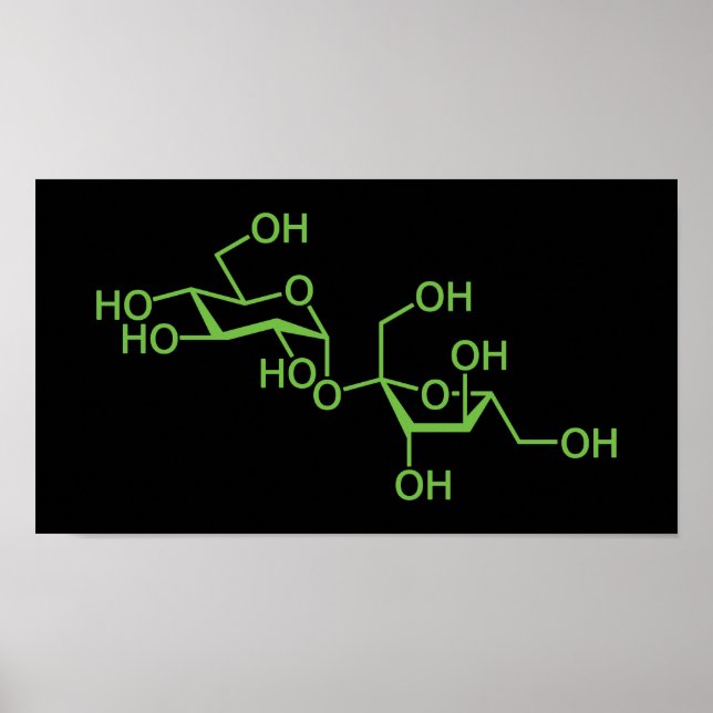 Póster Sacarose Açúcar Molécula Diagrama Químico (Frente)