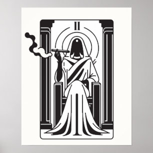 Poster Sacerdotisa Maior do Tarot Fumando Maconha Oculta