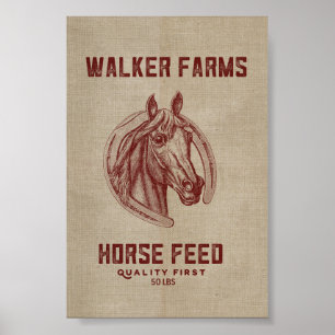 Póster Saco da alimentação do cavalo de fazendas do