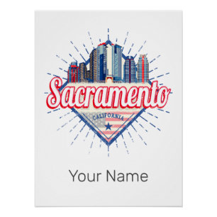 Póster Sacramento California EUA Skyline EUA