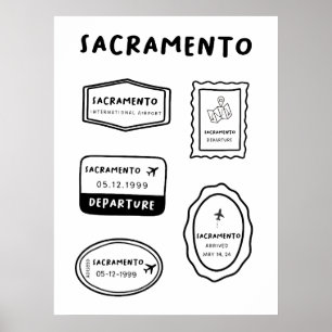 Poster Sacramento - Coleção de Carimbo de Viagem   Minima