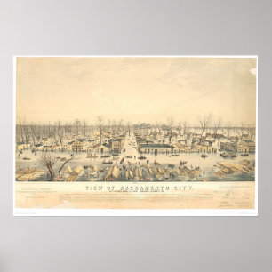 Póster Sacramento durante uma inundação de 1850 (1586A)