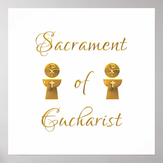 Poster Sacramento ouro de Eucharist Host e Chalice (Frente)